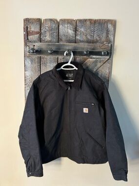 Men's Carhartt Relaxed Fit Duck Blanket Lined Detroit Full Zipper Jacket Black